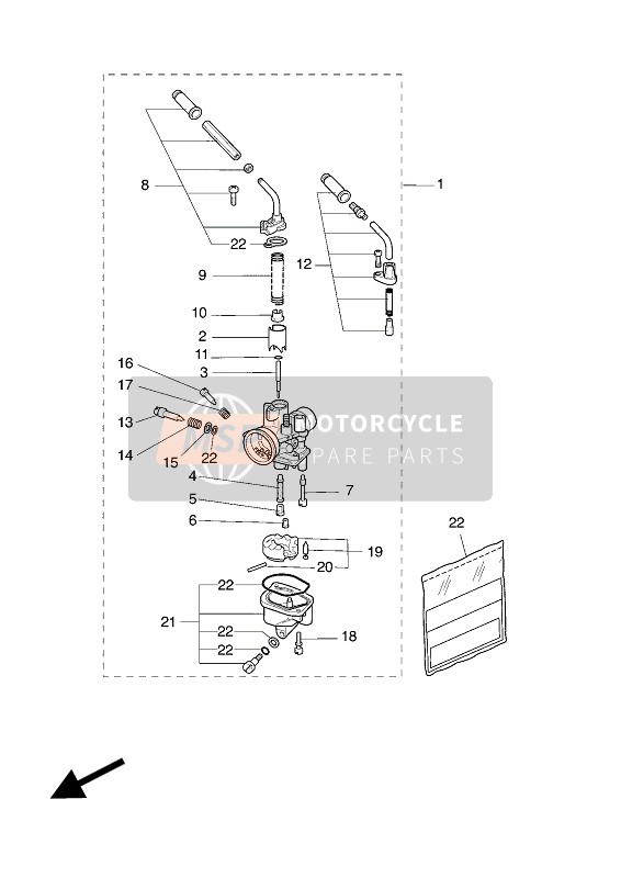 Yamaha YQ50L 2002 Carburateur (Voor 5PEB) voor een 2002 Yamaha YQ50L